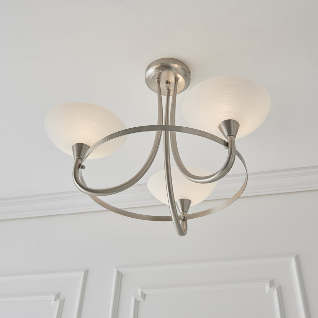 CAGNEY-3SC 3 Light Ceiling Fitting Satin Chrome