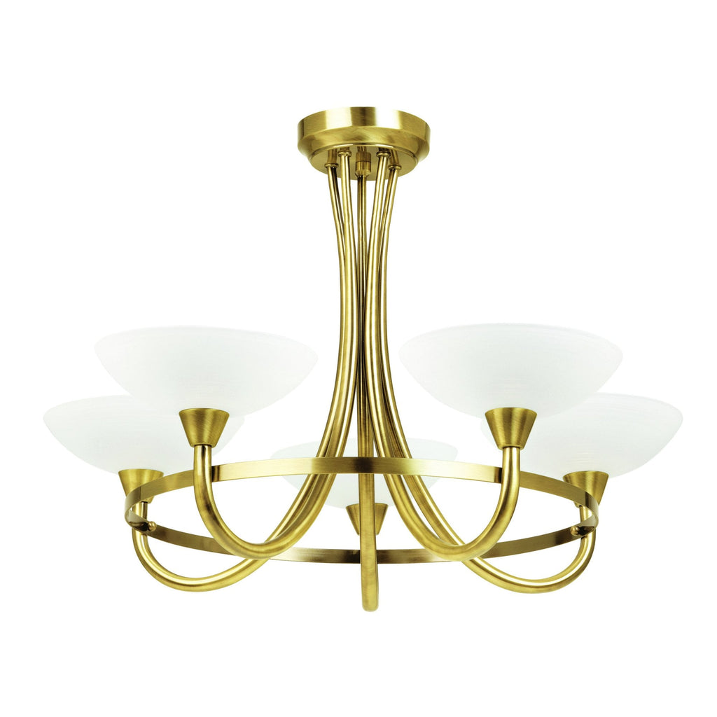 CAGNEY-5AB 5 Light Ceiling Fitting Antique Brass