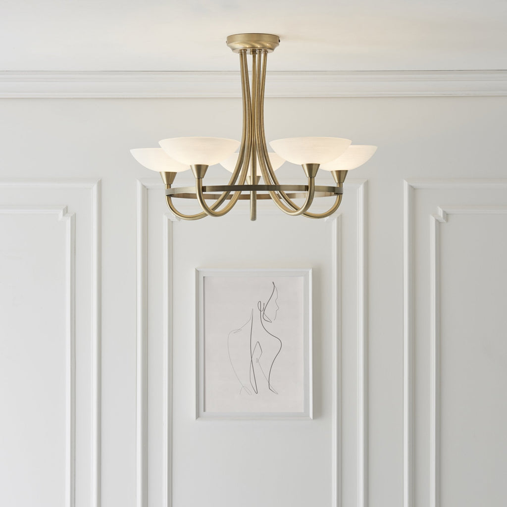 CAGNEY-5AB 5 Light Ceiling Fitting Antique Brass