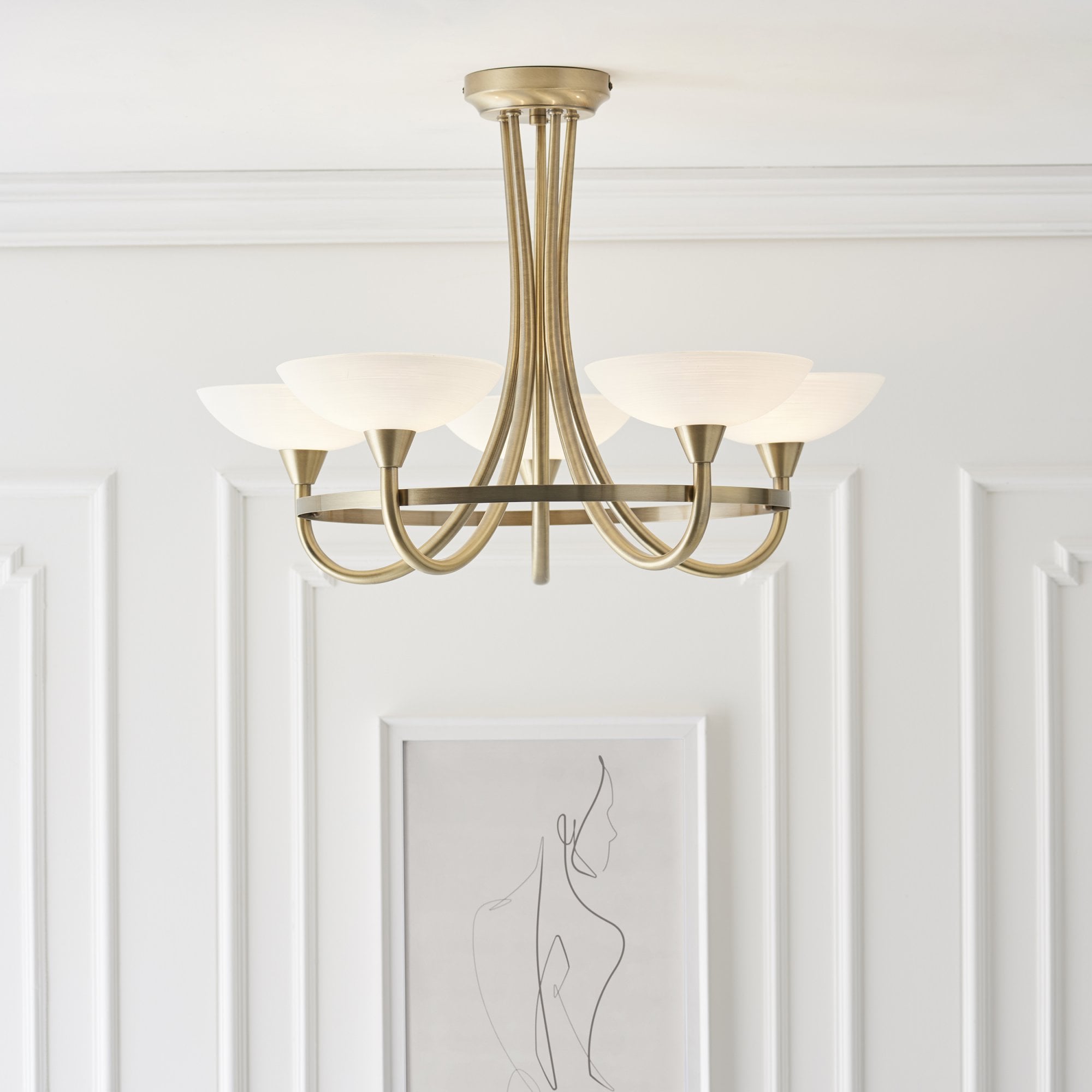CAGNEY-5AB 5 Light Ceiling Fitting Antique Brass