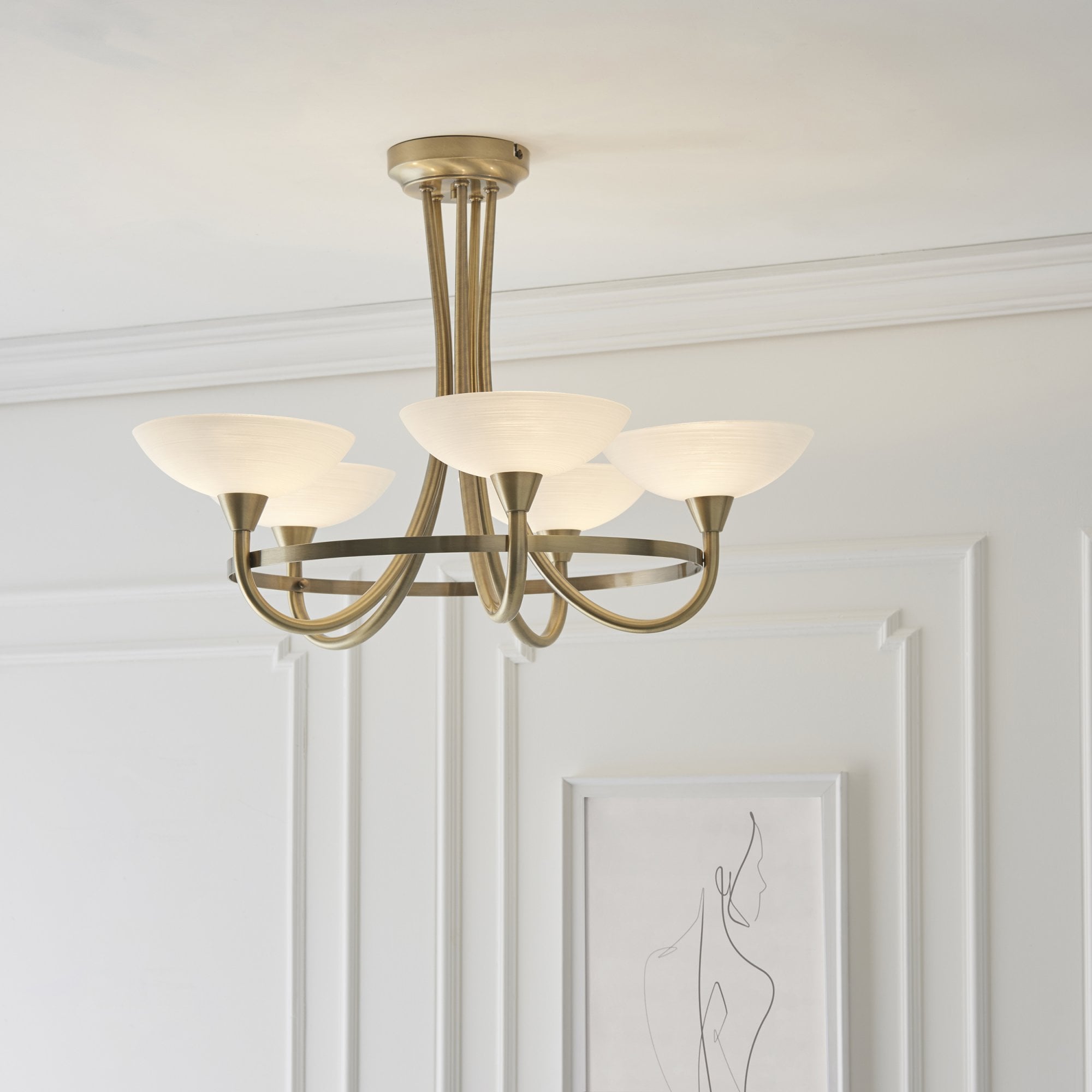 CAGNEY-5AB 5 Light Ceiling Fitting Antique Brass