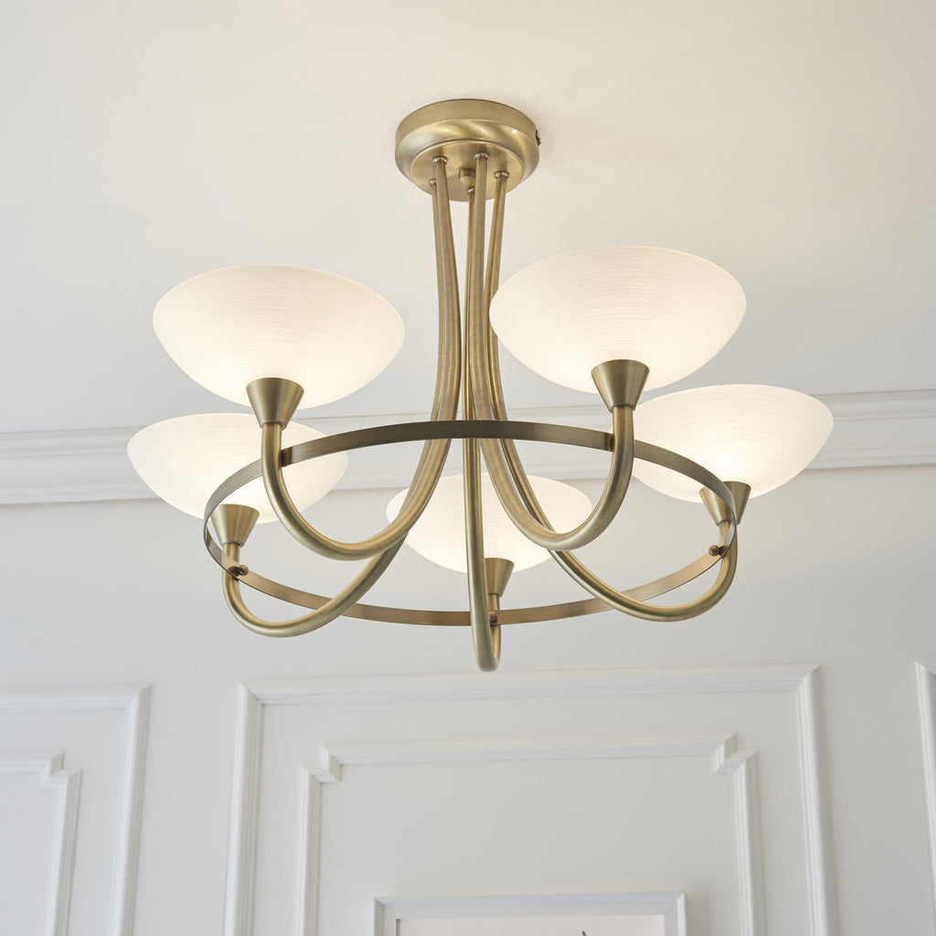 CAGNEY-5AB 5 Light Ceiling Fitting Antique Brass