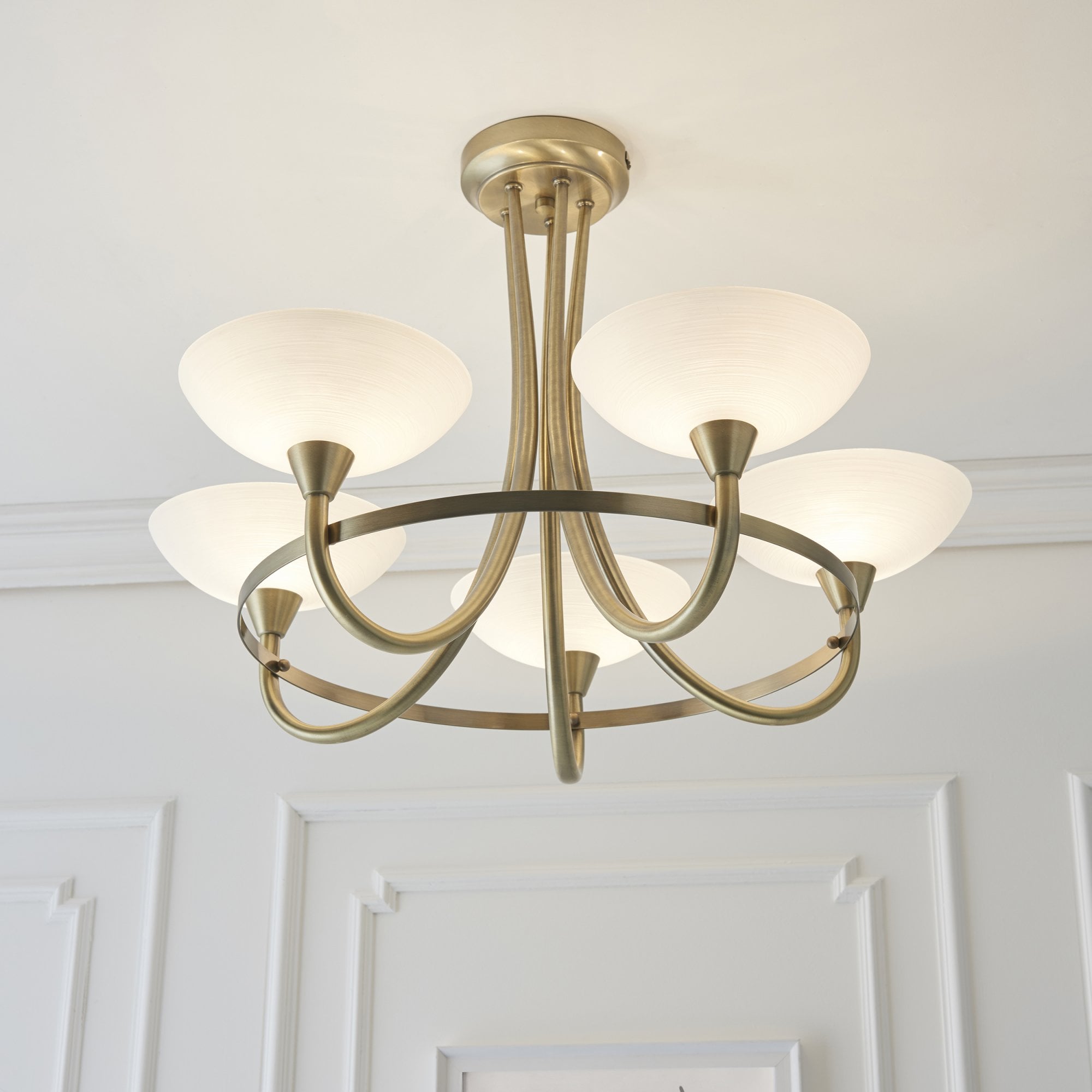 CAGNEY-5AB 5 Light Ceiling Fitting Antique Brass
