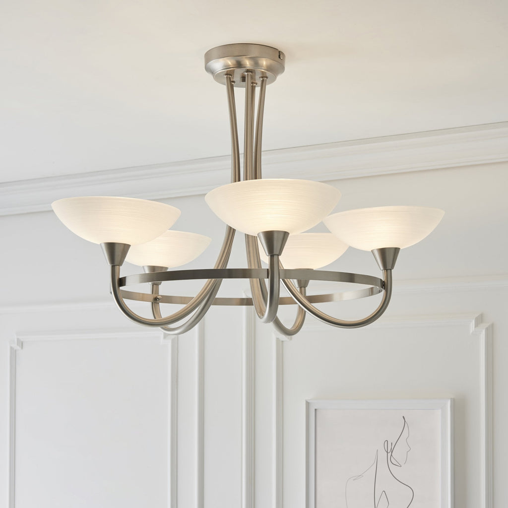 CAGNEY-5SC 5 Light Ceiling Fitting Satin Chrome