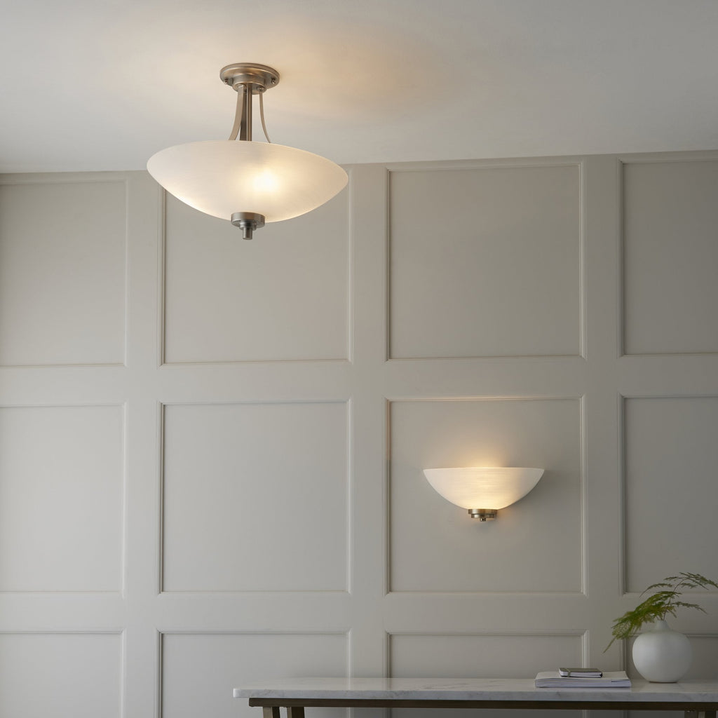 WELLES-3SC 3 Light Semi Flush Fitting Satin Chrome