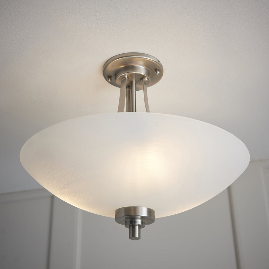 WELLES-3SC 3 Light Semi Flush Fitting Satin Chrome