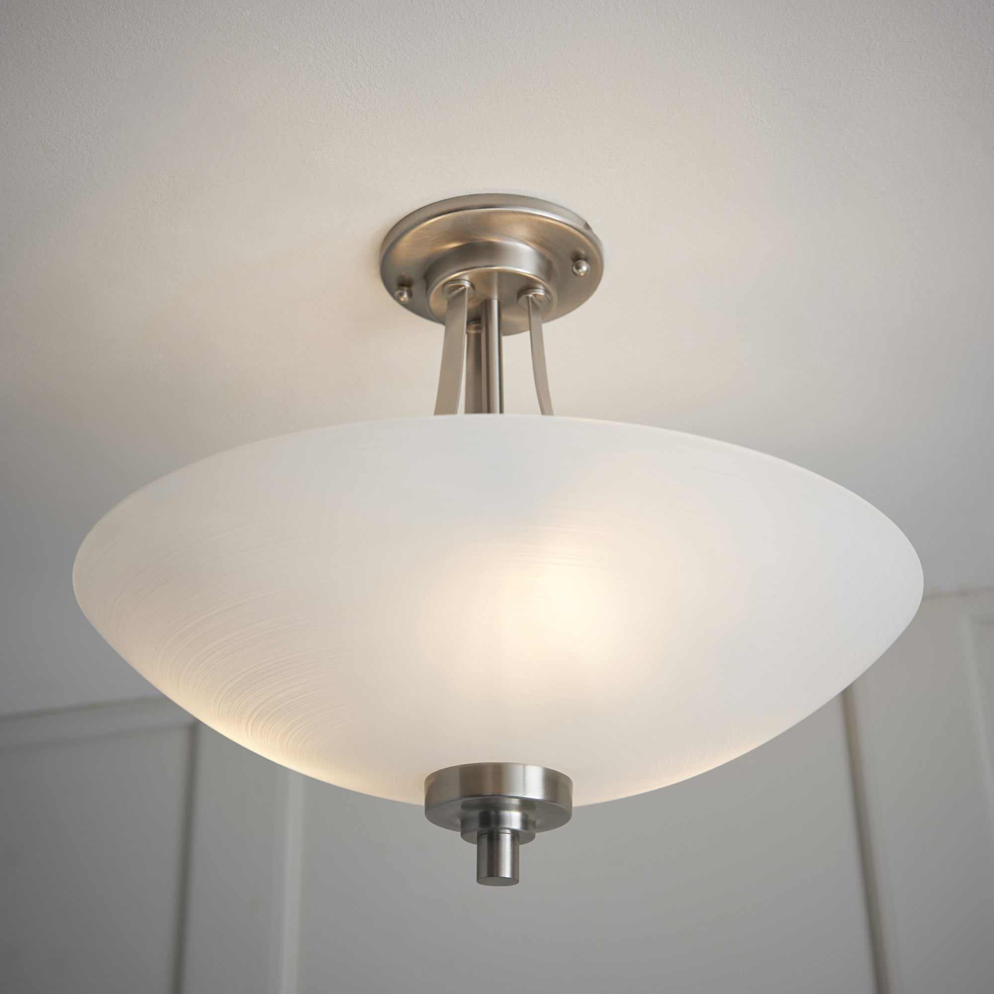 WELLES-3SC 3 Light Semi Flush Fitting Satin Chrome