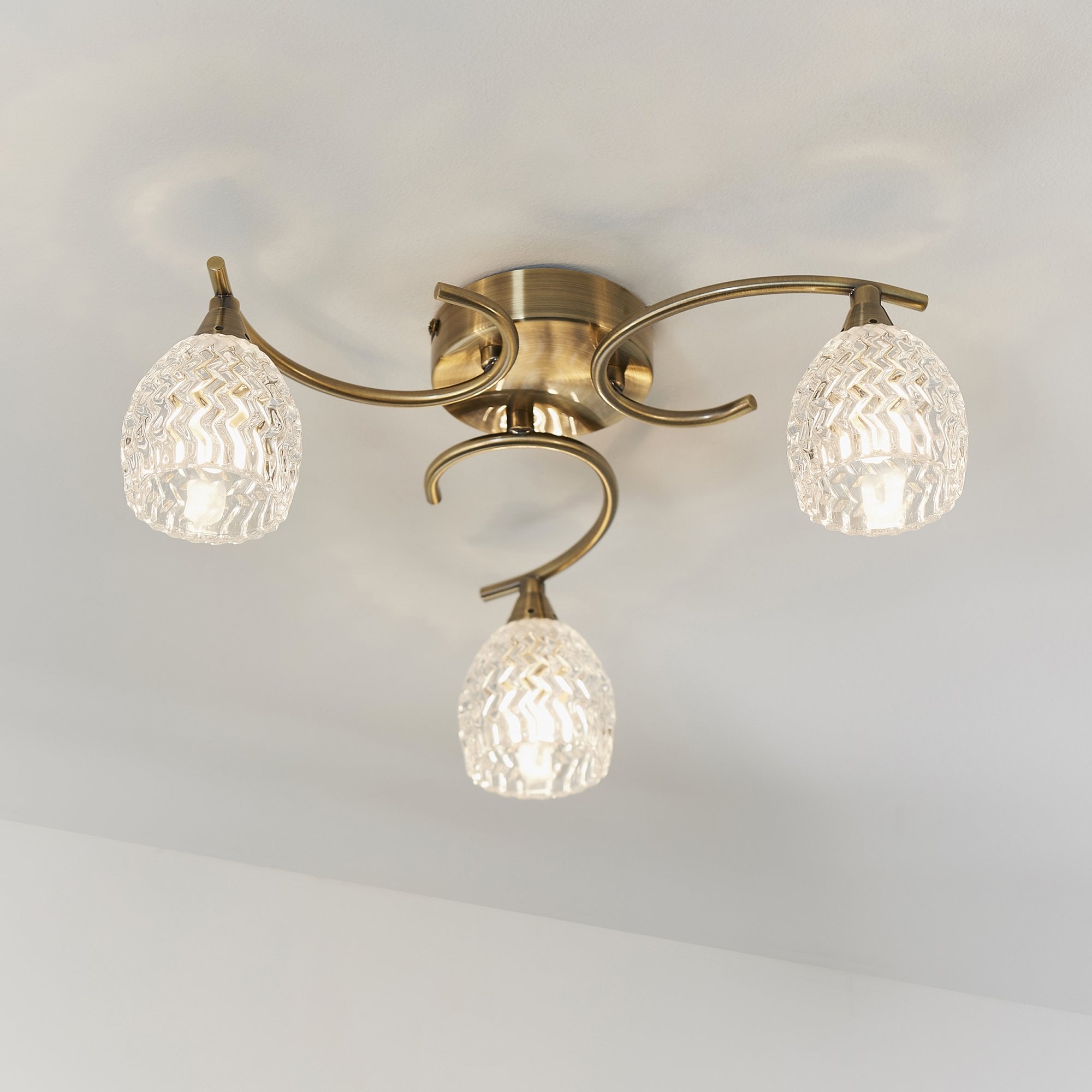 BOYER-3AB 3 Light Ceiling Fitting With Antique Brass Finish
