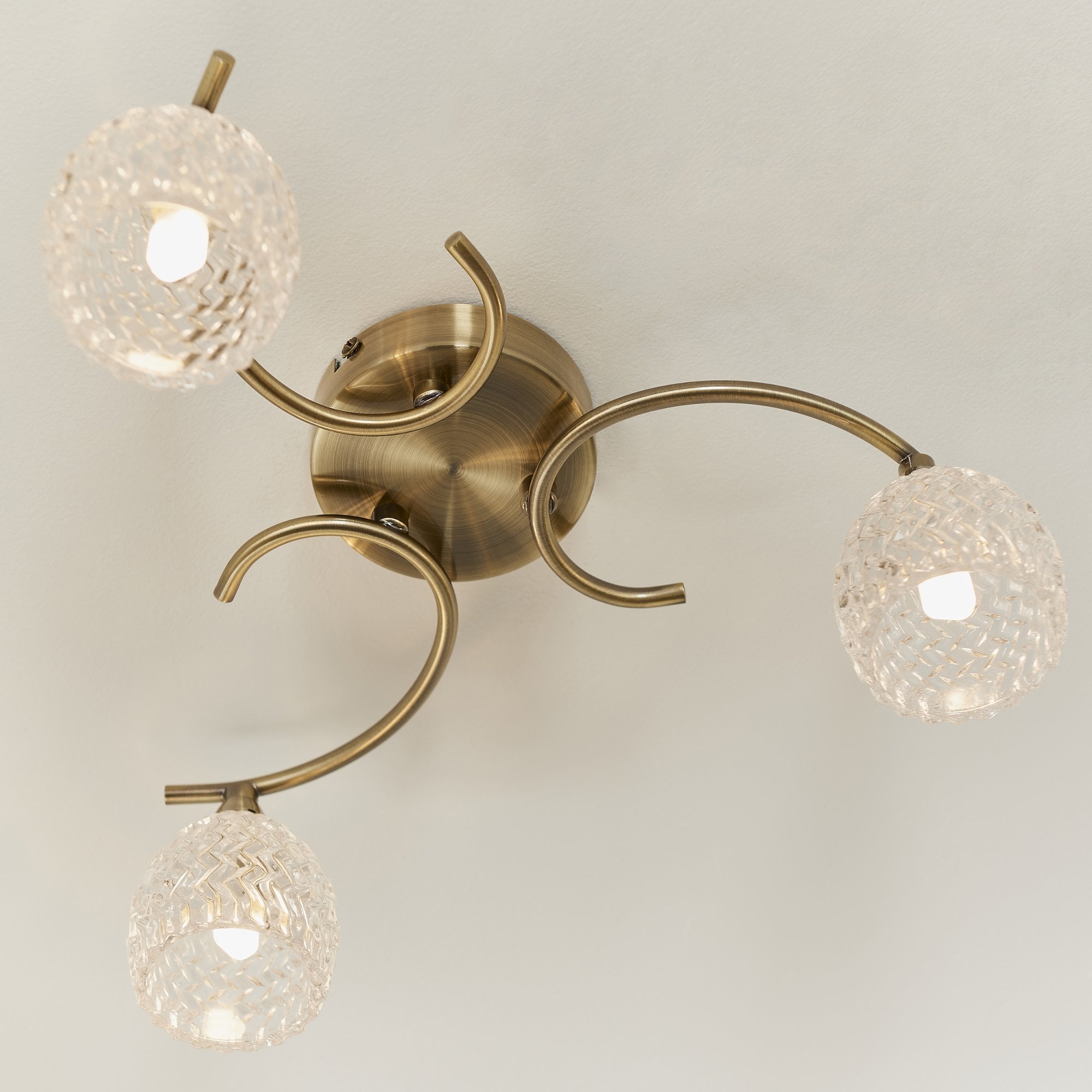 BOYER-3AB 3 Light Ceiling Fitting With Antique Brass Finish