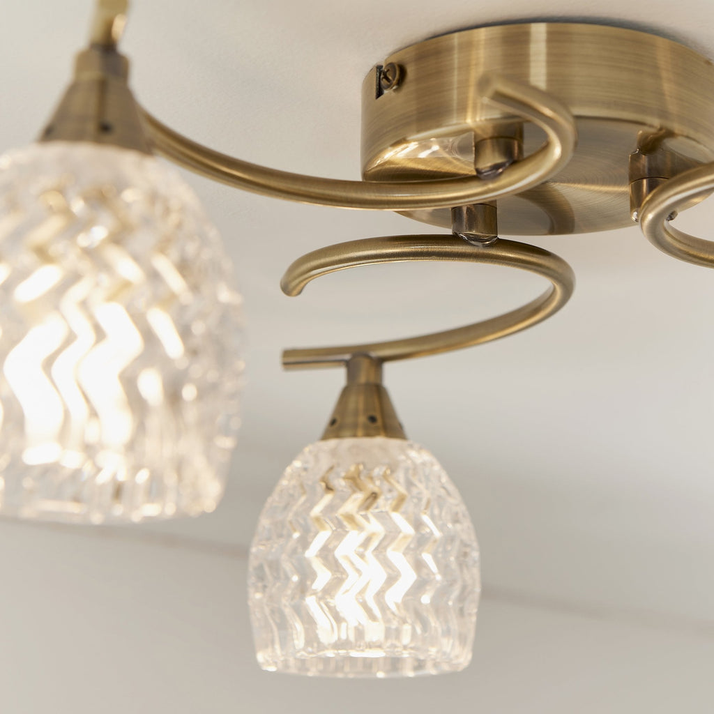 BOYER-3AB 3 Light Ceiling Fitting With Antique Brass Finish