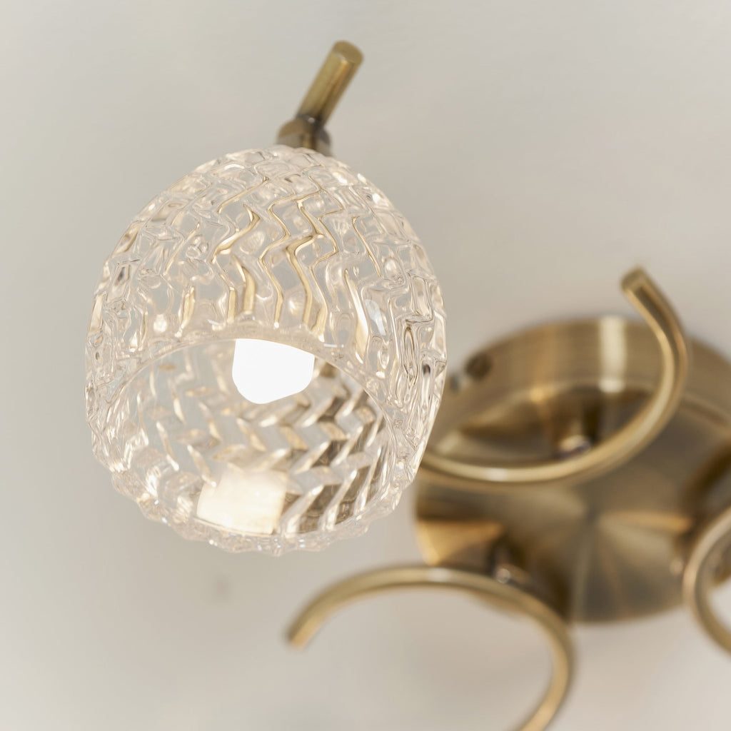 BOYER-3AB 3 Light Ceiling Fitting With Antique Brass Finish