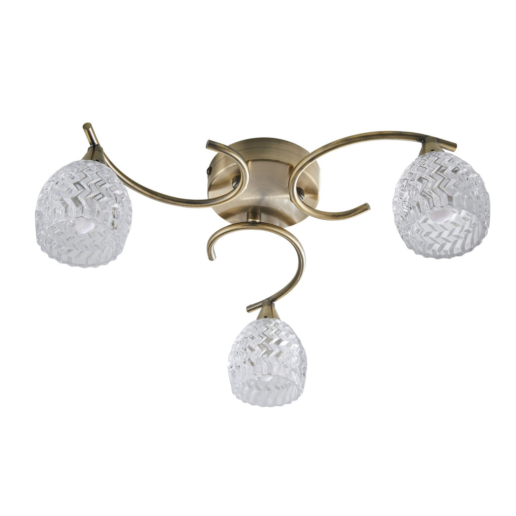 BOYER-3AB 3 Light Ceiling Fitting With Antique Brass Finish