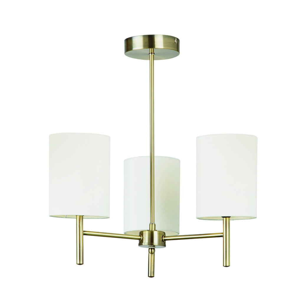 3 Light Ceiling Fitting In Antique Brass