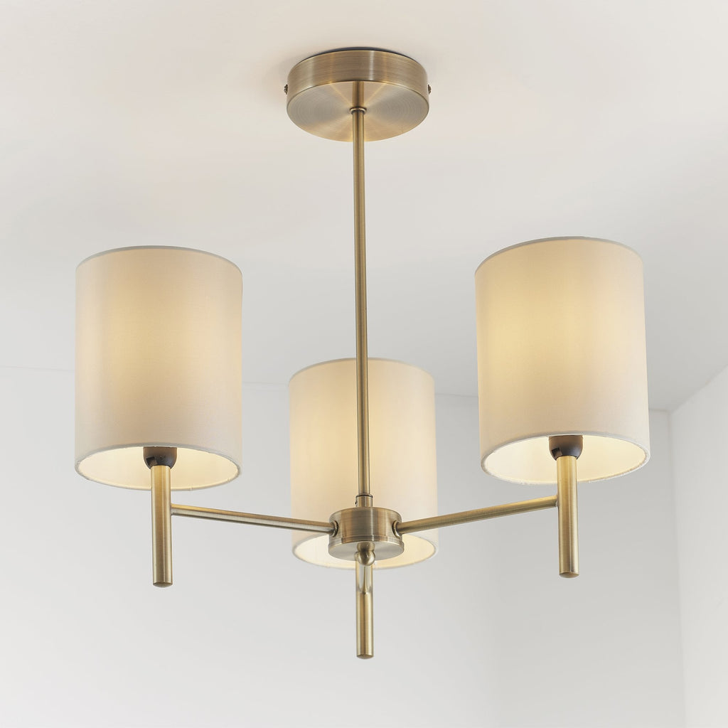 3 Light Ceiling Fitting In Antique Brass