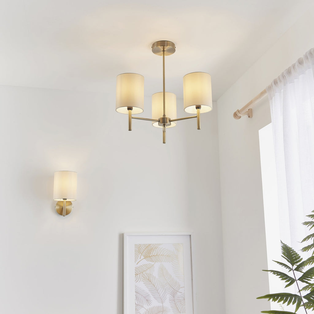 3 Light Ceiling Fitting In Antique Brass