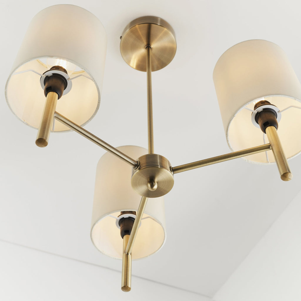 3 Light Ceiling Fitting In Antique Brass