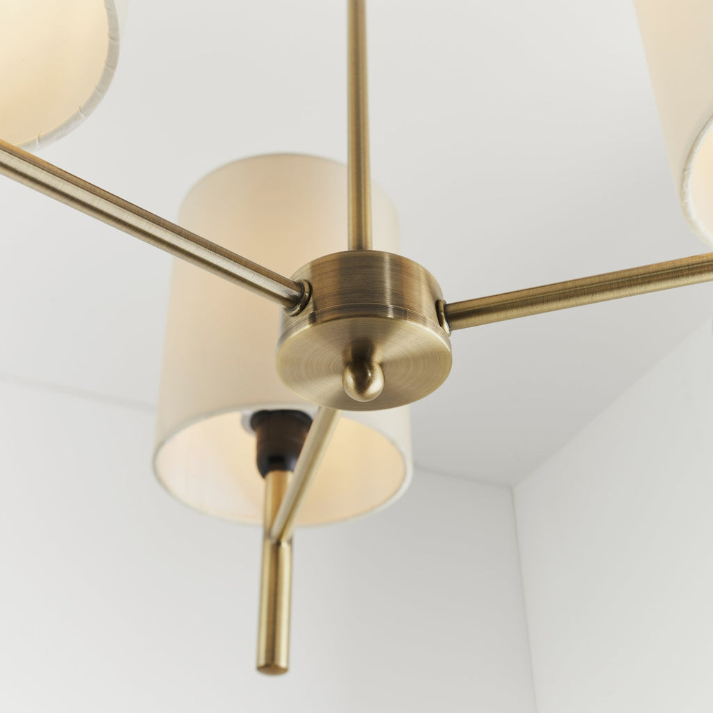 3 Light Ceiling Fitting In Antique Brass
