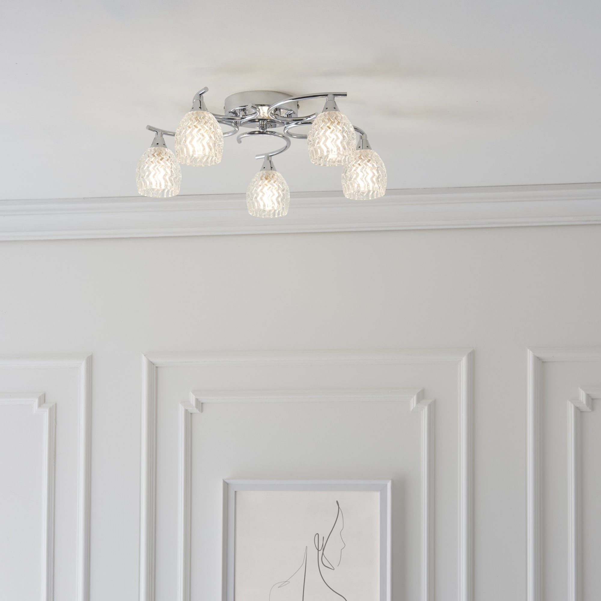 BOYER-5CH Boyer Indoor Semi Flush Multi Arm Glass