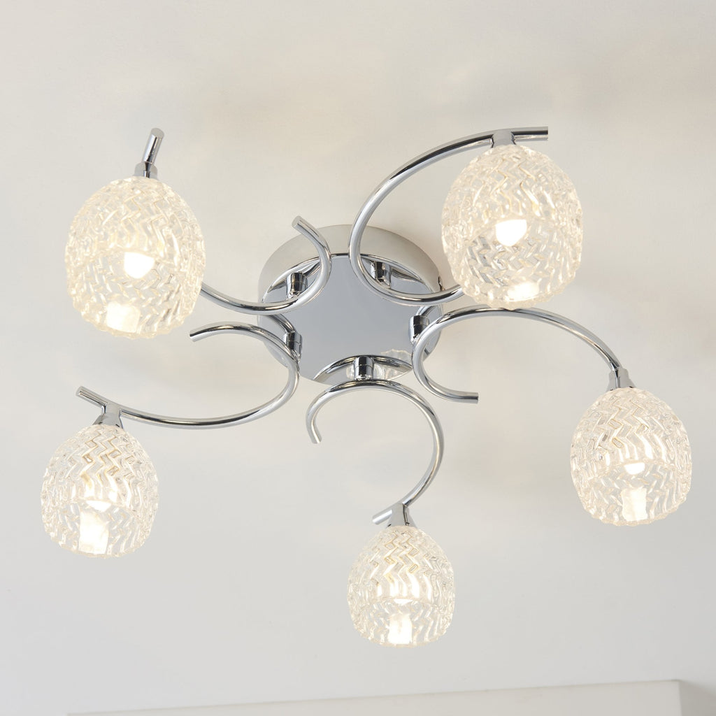 BOYER-5CH Boyer Indoor Semi Flush Multi Arm Glass