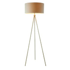 66987 Tri Floor Lamp Matt Nickel Grey Linen