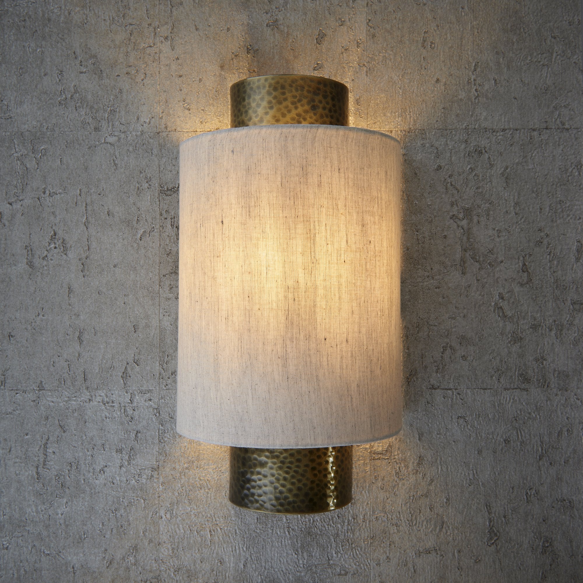 71308 Indara Wall Light Bronze And Linen Fabric