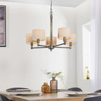 71345 Indara 5 Light Pendant Bronze Linen Shades