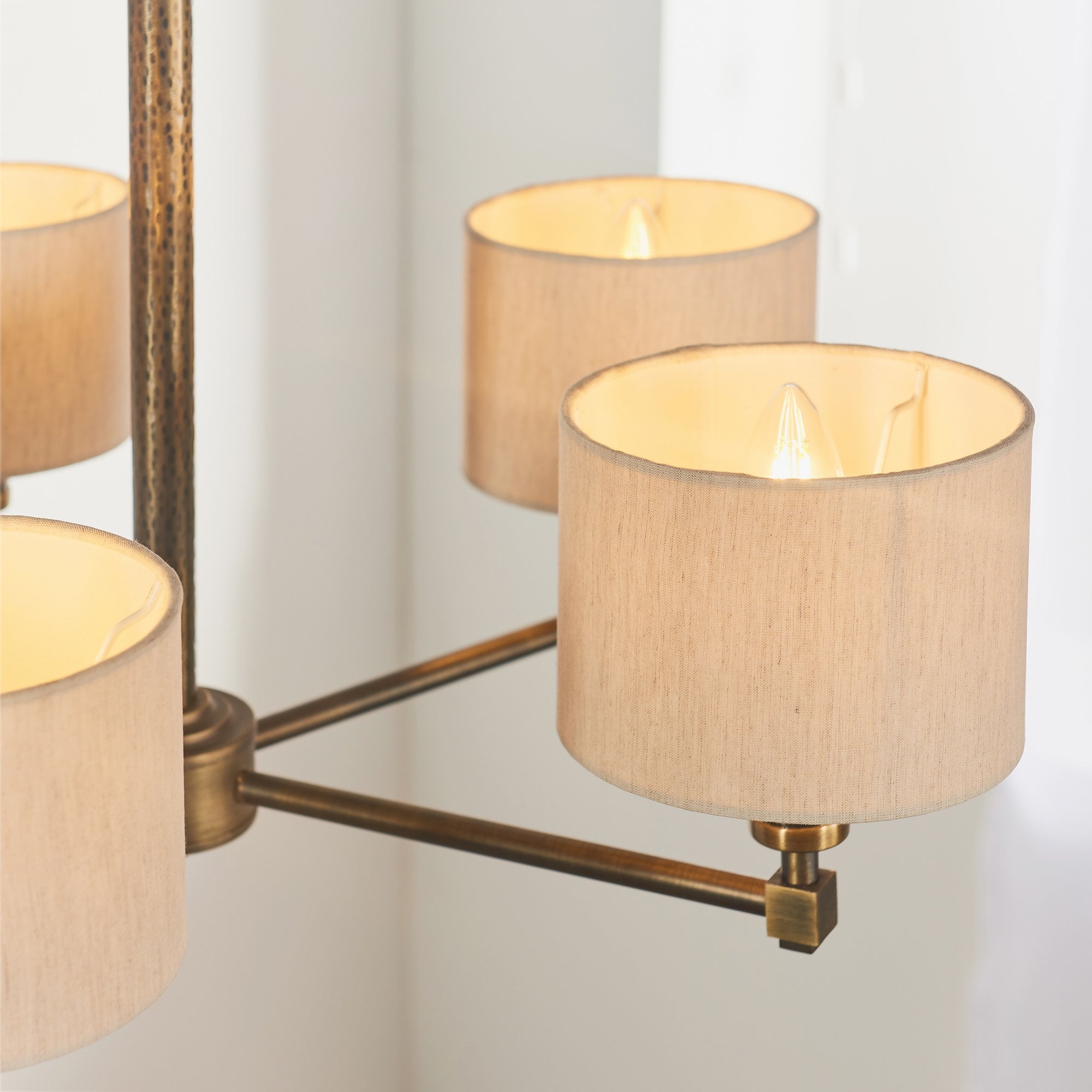 71345 Indara 5 Light Pendant Bronze Linen Shades