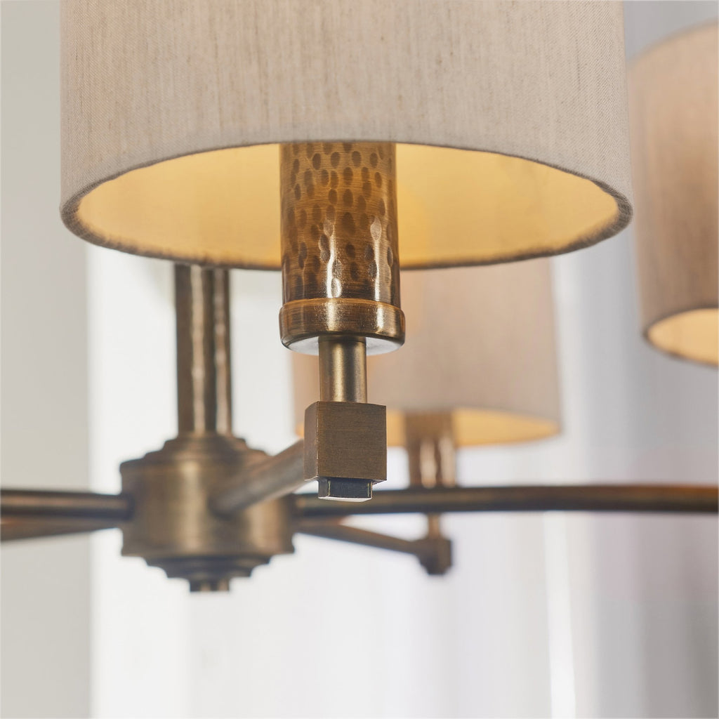 71345 Indara 5 Light Pendant Bronze Linen Shades