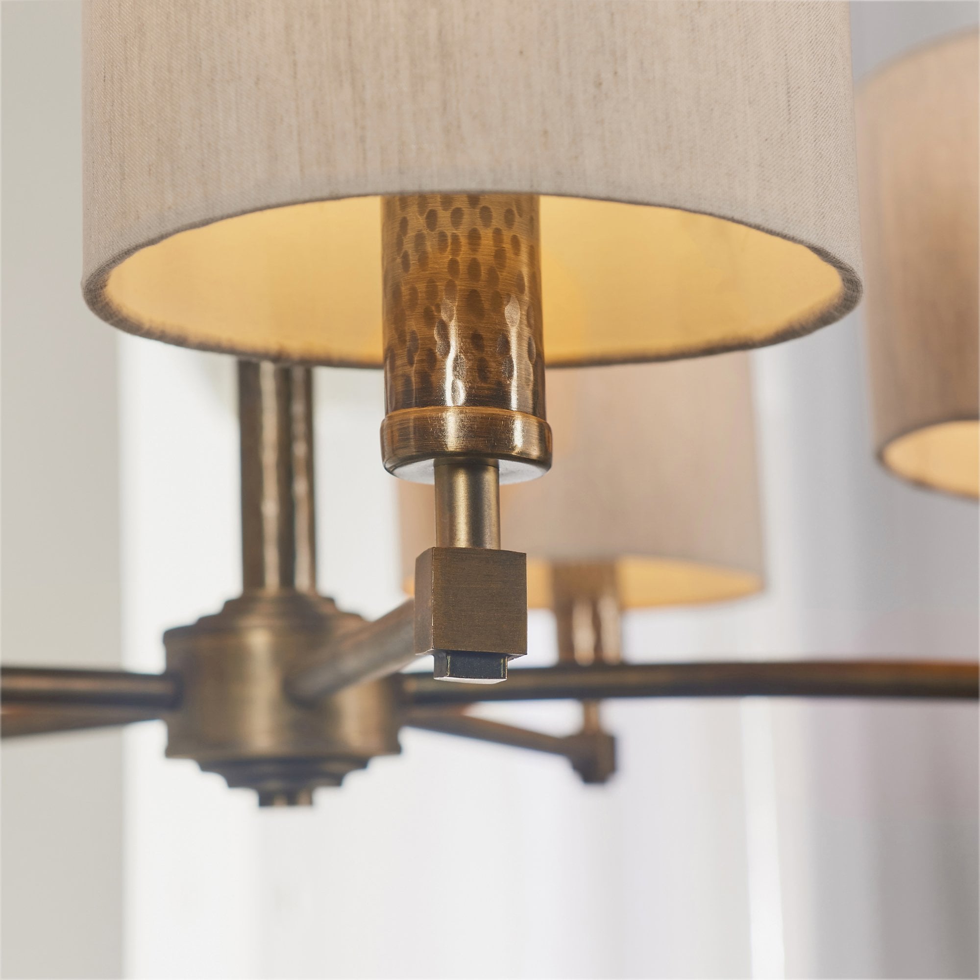 71345 Indara 5 Light Pendant Bronze Linen Shades