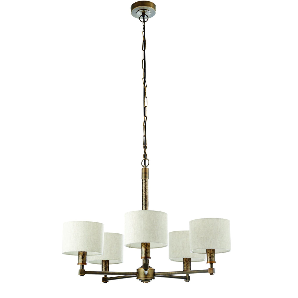 71345 Indara 5 Light Pendant Bronze Linen Shades