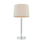 72175 Syon Table Lamp Nickel And Mink Faux Silk Shade