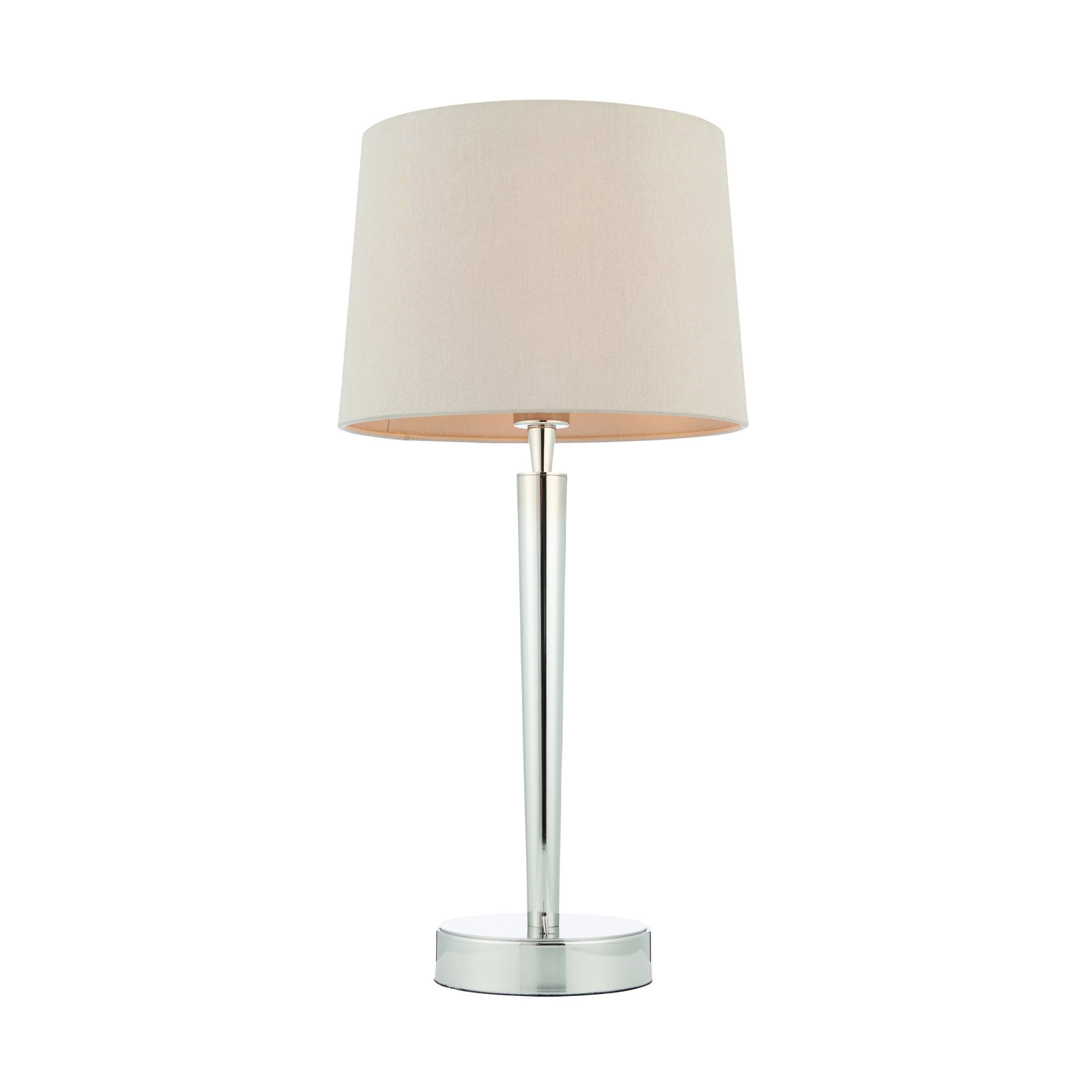 72175 Syon Table Lamp Nickel And Mink Faux Silk Shade