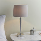 72175 Syon Table Lamp Nickel And Mink Faux Silk Shade