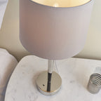 72175 Syon Table Lamp Nickel And Mink Faux Silk Shade