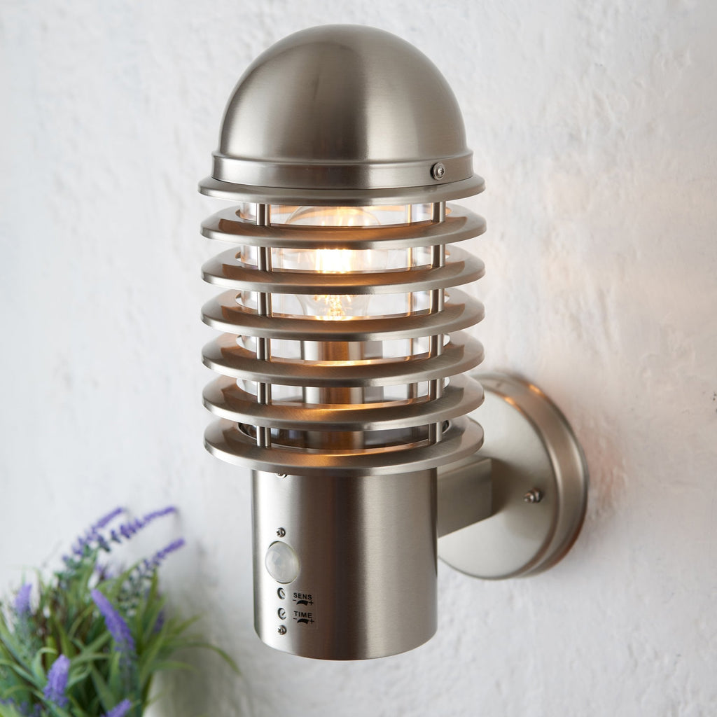72381 Louvre PIR Outdoor Wall Light Brushed Stainless Steel (SD)