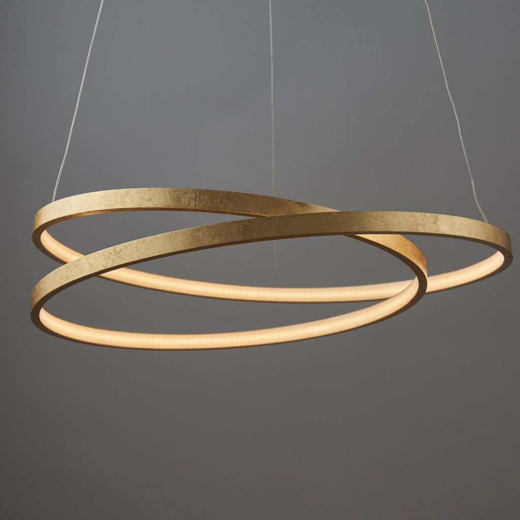 72479 Scribble LED Ring Pendant Gold Leaf Frosted Acrylic