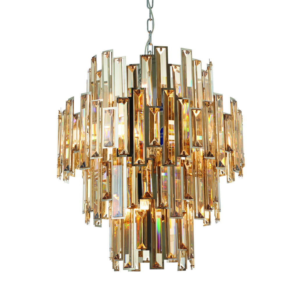 72744 Viviana 12 Light Pendant Chrome Champagne Crystal Drops