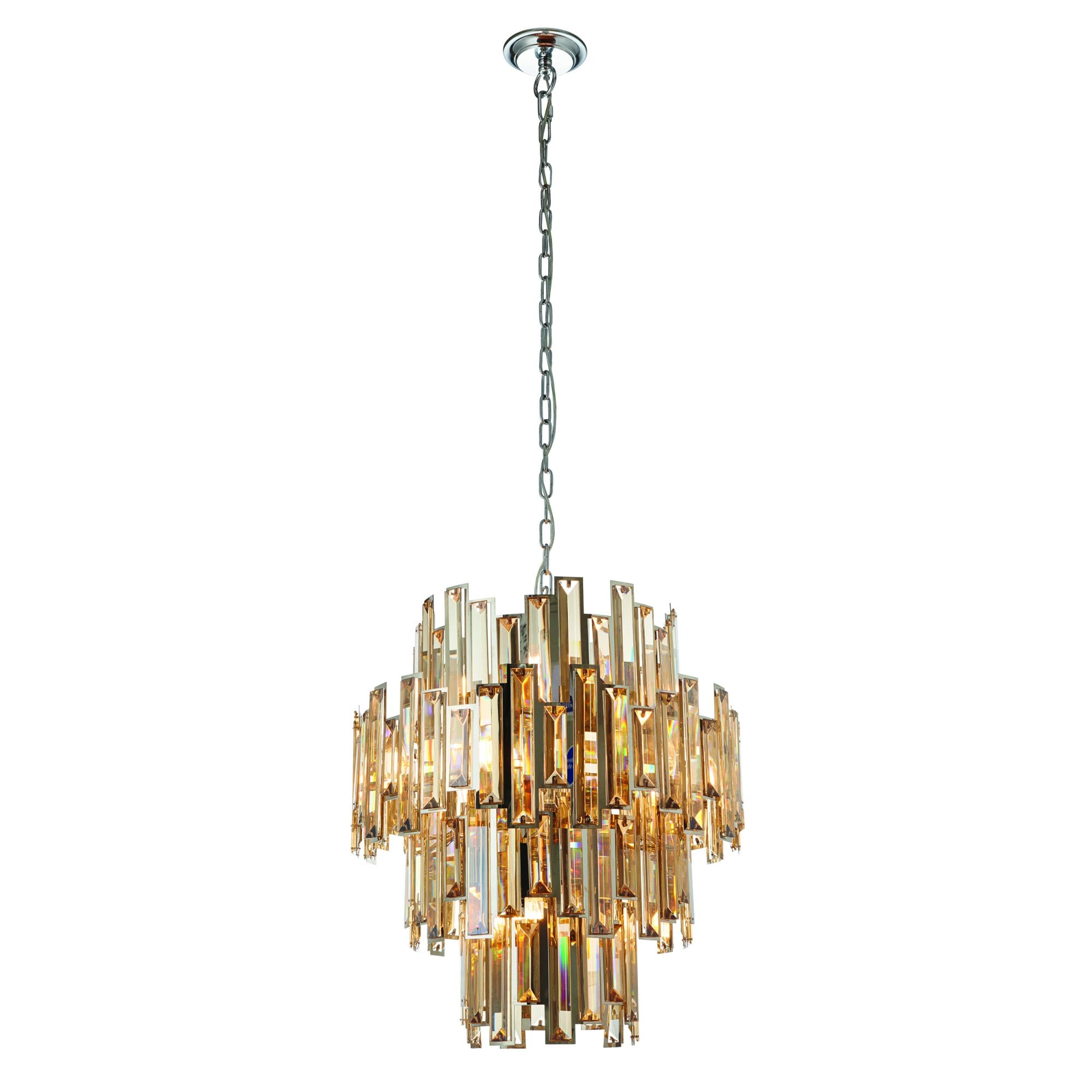 72744 Viviana 12 Light Pendant Chrome Champagne Crystal Drops