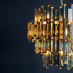 72746 Viviana 15 Light Pendant Chrome Champagne Crystal Drops
