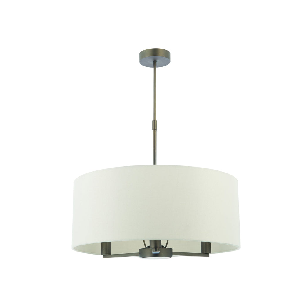 73015 Daley 3 Light Pendant Dark Antique Bronze Silk Fabric Shade