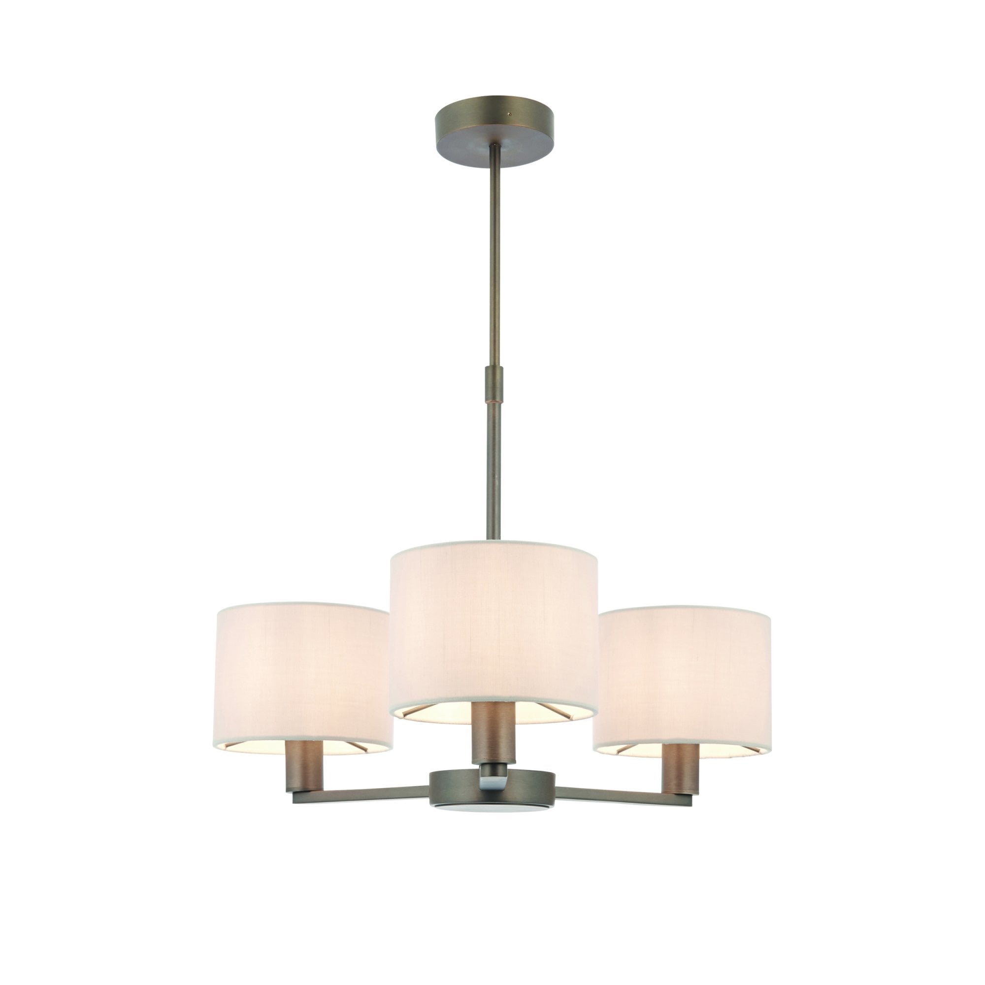 73016 Daley 3 Light Pendant Dark Antique Bronze Silk Shade