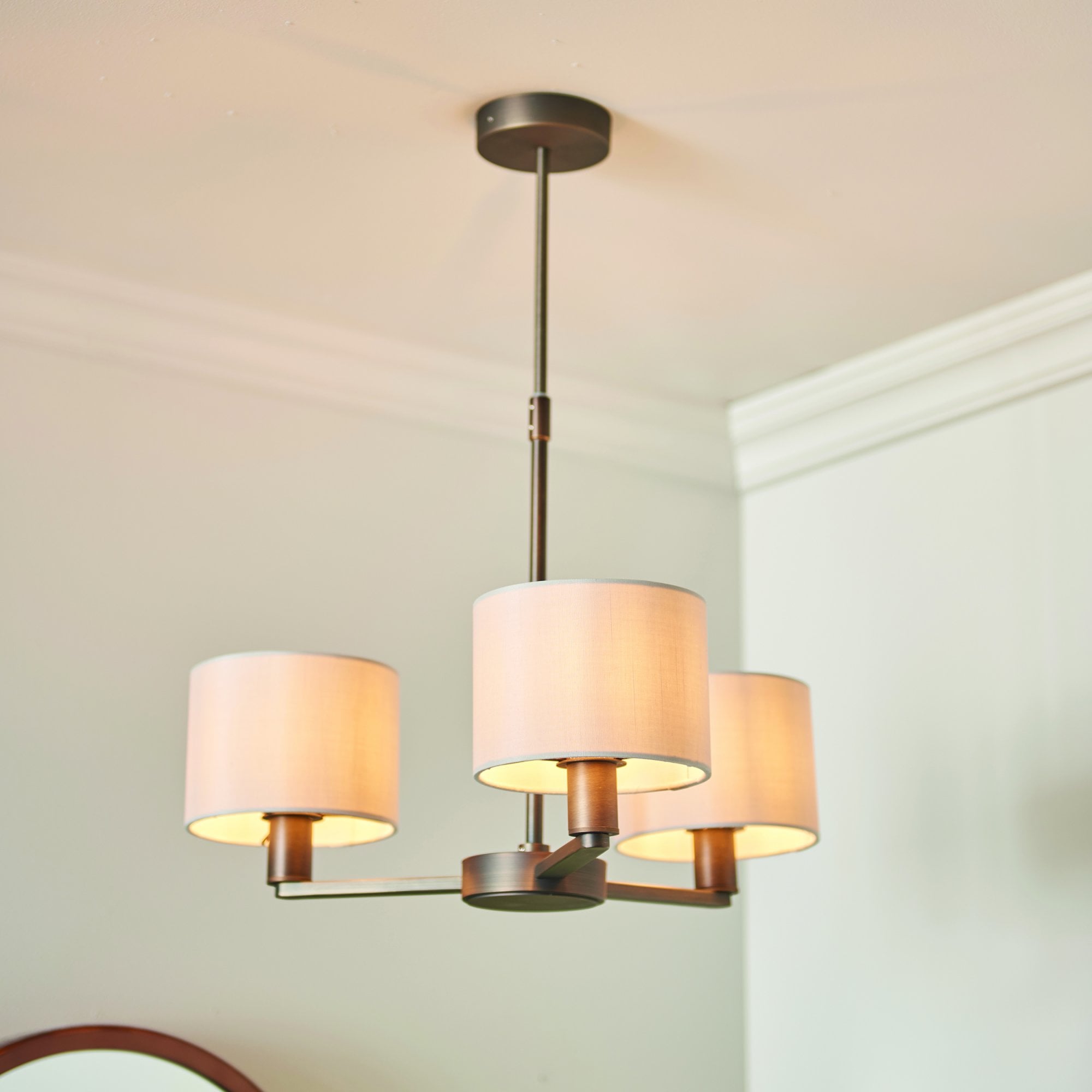 73016 Daley 3 Light Pendant Dark Antique Bronze Silk Shade