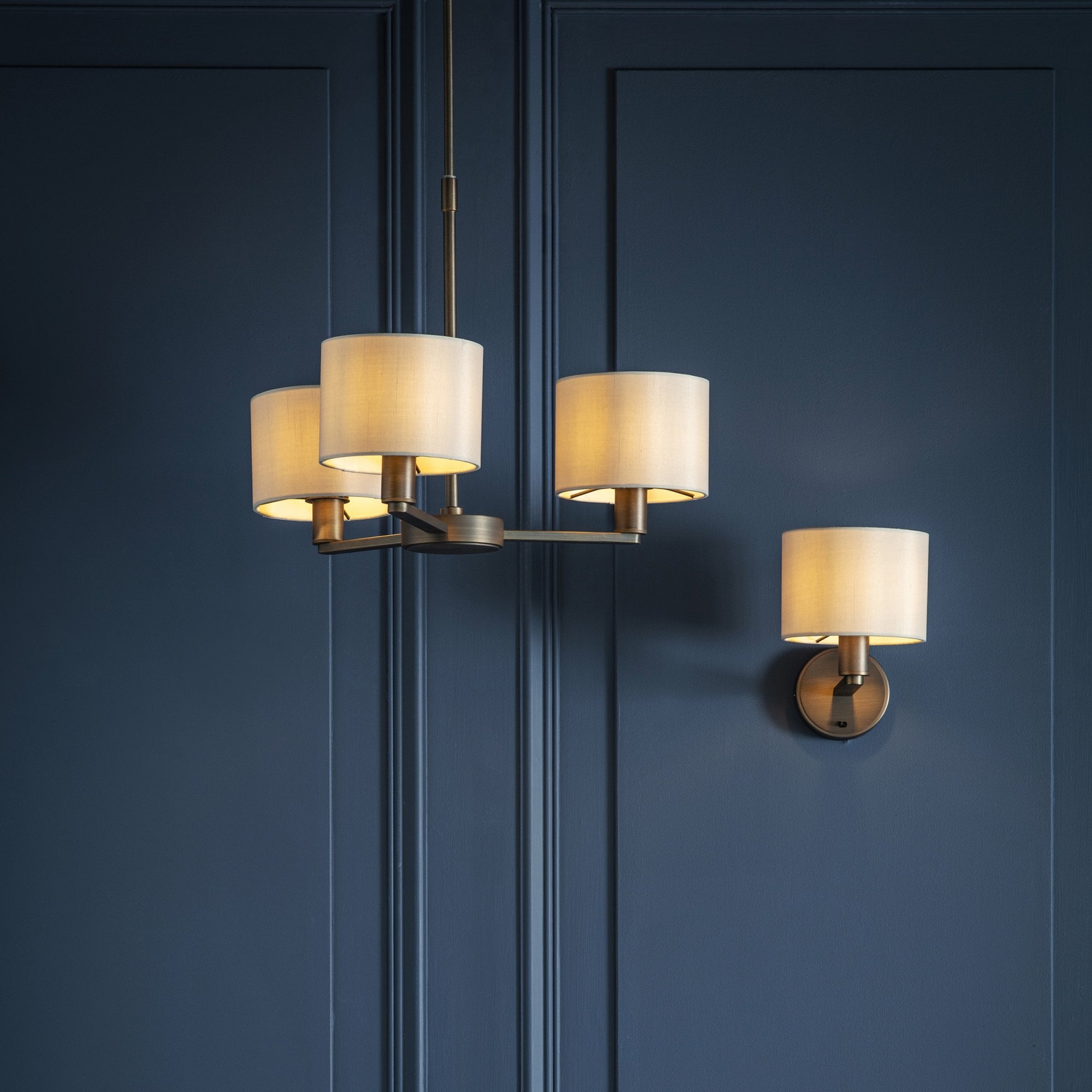 73016 Daley 3 Light Pendant Dark Antique Bronze Silk Shade