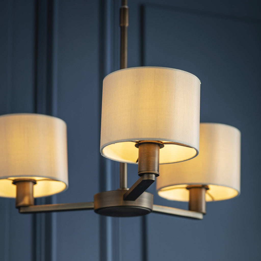 73016 Daley 3 Light Pendant Dark Antique Bronze Silk Shade