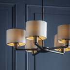 73017 Daley 5 Light Pendant Dark Antique Bronze Silk Shades