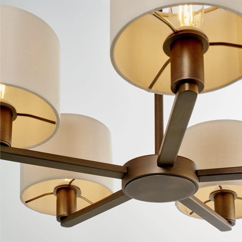 73017 Daley 5 Light Pendant Dark Antique Bronze Silk Shades