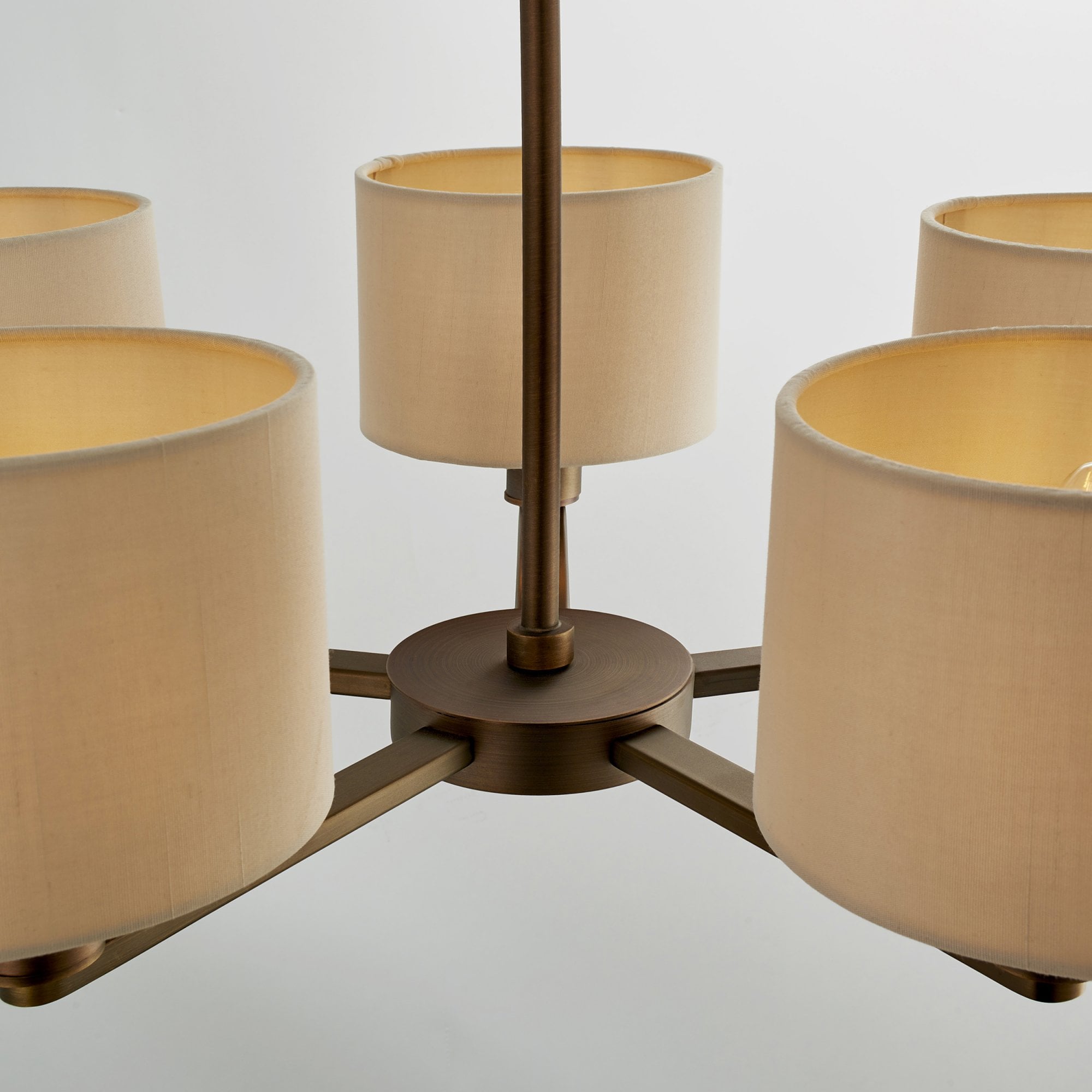 73017 Daley 5 Light Pendant Dark Antique Bronze Silk Shades