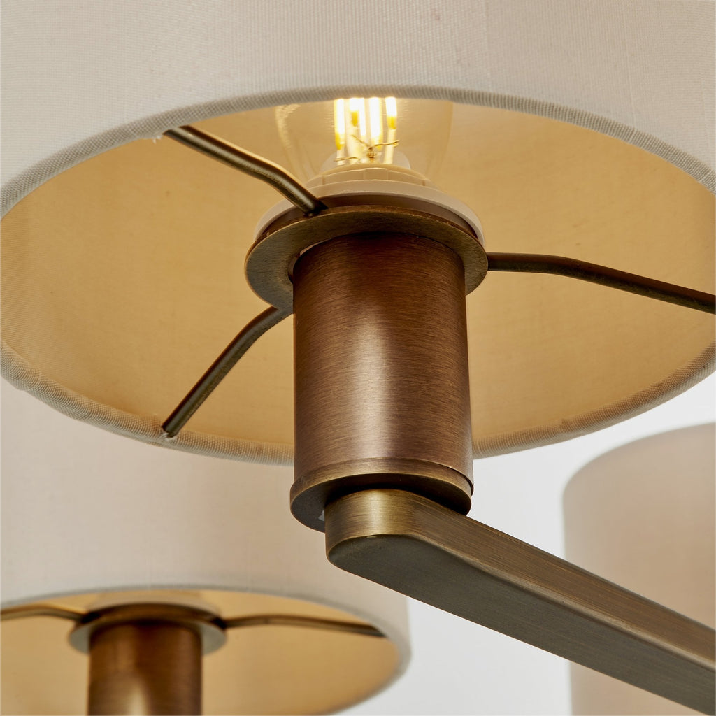 73017 Daley 5 Light Pendant Dark Antique Bronze Silk Shades