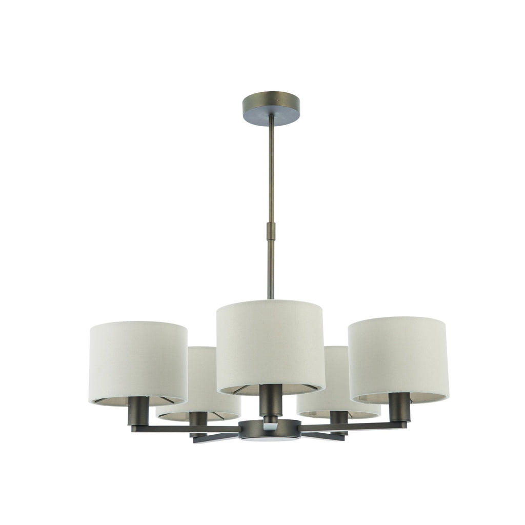 73017 Daley 5 Light Pendant Dark Antique Bronze Silk Shades