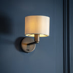 73018 Daley Wall Light Dark Antique Bronze Silk Shade